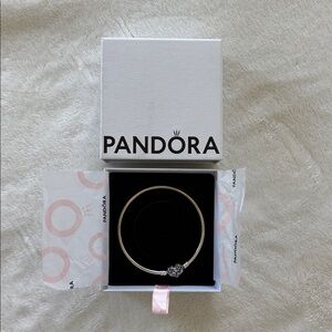 Pandora Silver Charm Bracelet with Heart Accent